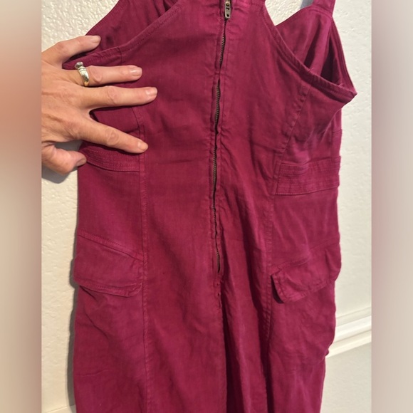 Anthropologie Raspberry Flap Pocket Stretch Linen Blend Zip Mini Dress Size 4 - Picture 5 of 8
